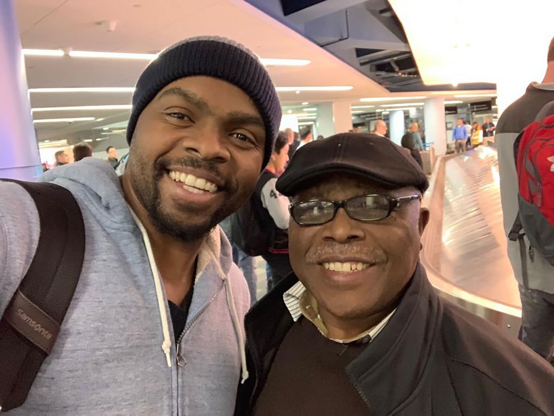 Jacques Masiko with his son Josh, who emigrated to the US.