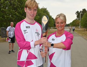 Sebbie Hall and mum Ashley at the National Arboretum during the Queen's Baron Relay in 2022 